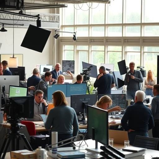 Journalister som jobber i en nyhetsredaksjon